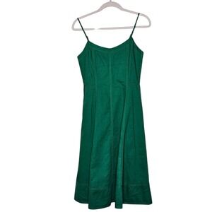 Banana Republic Green Linen Blend Midi Dress Sleeveless Size 8